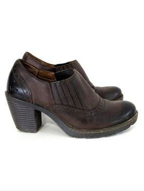 B.O.C by Born Concept Distressed Leather Heeled Oxford Booties - Size 6 Womens